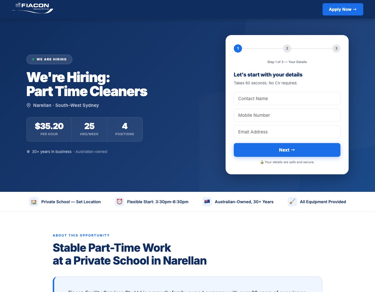 Fiacon cleaner job page